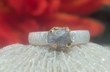 ROHDIAMANT Ring in925er Silber/Gold gefaßt