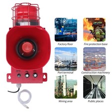 Industrial Siren Alarm Outdoor 180dB Sound Light Horn Waterproof Emergency Strob