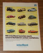 Seltene Werbung interRent Autovermietung - VW Golf 1974 Adler Trumpf Opel 1977