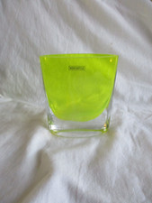 MERCANTILE - ovale Glas Vase  gelb 90er Jahren.