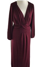 Beauty 7 Kleid 50 Abendkleid Wickelkleid Neu Bordeaux Rot Langarm Ballkleid