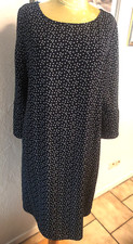 dunkel-blaues, betupftes Langarm-Kleid von OPUS, Gr. 40, Polyester