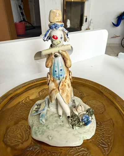 Handbemalte keramikfigur clown - keramikfigur,