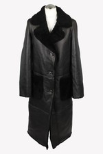 Studio ID Damen Jacke Gr. 38 (M) Schwarz Leder Jacke Mantel  Mantel