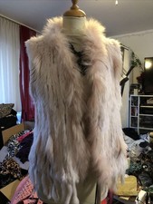 Echtes Kaninchenfell Gilet Damen Weste Fell Pelz  Kragen  Pelzweste Rosa M