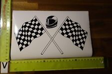 Alter Aufkleber Motorsport Tuning Motorrad Rallye Formel Zielfahne groß weiss C