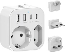 Reisestecker Weltweit, Universaladapter Steckdosenadapter mit USB C