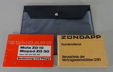 Bordmappe + Betriebsanleitung Zündapp Mofa ZD 10 + Moped ZD 30 Stand 1980