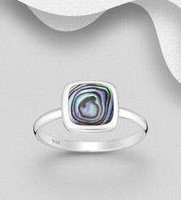 925 Sterling Silber Ring mit Abalone Muschel Verzierung