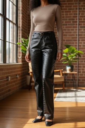 Damen hose kunstleder kroko - damen,