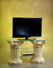 TV Rack Glas Regal Lowboard Bücherregal Säulenregal Fernsehtisch Phono Rack 