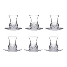 Pasabahce TIMELESS Teegläser Set 12tlg 155ml Kurvig Türkisch mit Untersetzer