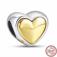 💖 Wunderschöner Charm Anhänger HERZ GOLD Silber für Pandora Armband LIEBE