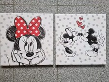 Micky Maus, Minnie Maus 2 Keilrahmen Bilder 35 x 35 cm