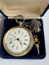 Seltene Taschenuhr Herren Schlüsselaufzug um 1880 mit Uhrenkette  - Werk läuft