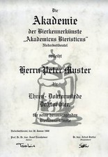 Diplom Urkunde Ehren Doktor Titel Bier Bierkenner Pils