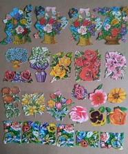 Glanzbilder, Oblaten, Blumen Konvolut MLP, auch Glimmer