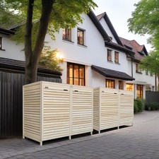 Mülltonnenbox aus Holz bis 240 Liter mit Rückwand in natur Adria 4 Tonnen