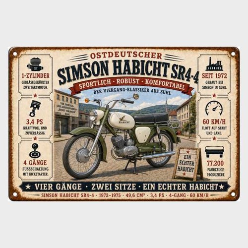 Blechschild simson habicht - blechschild, sr