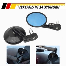 2x Motorrad Rückspiegel Lenkerendenspiegel Rund Blau Glas Lenker End Spiegel