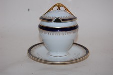 Senftopf mit Deckel Kobalt blau Marke Signet Mühle MS grün Schönwald ca. 1904