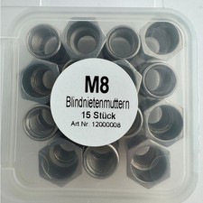 Blindnietmuttern M8 ( 15 Stück ) Einnietmuttern Gewindenieten Edelstahl A2