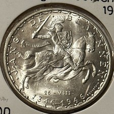 Luxemburg 100 Francs 1946 John the Blind 25 g Silber 835  VZ-