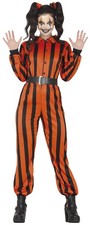 Kostüm Damen Sträfling Narr Einteiler orange schwarz Karneval Fasching Halloween