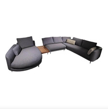 Rolf Benz Wohnlandschaft Kumo Stoff 17 705 Stahlblau Grau Fuß Aluminium 