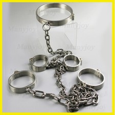 Handfesseln Fußfesseln Halskragen Stahl Ketten aus Edelstahl Fesselset