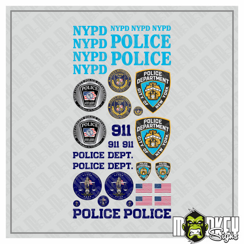 33tlg usa police - aufkleber, set
