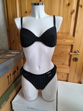 Bügel-Bikini-Set LASCANA Größe 36 Cup E  Schwarz-Weiß gestreift NEU (A15)
