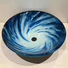 Dune Ceramics Glas-Waschschale, Rund, Blau, Weiß - 42 x 15 cm