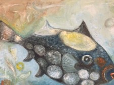 DOPPEL ÖLGEMÄLDE FISCH AN