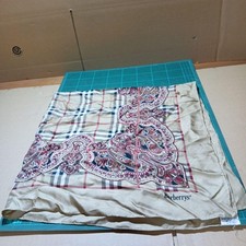 Burberrys Seidentuch Nova Check Beige Paisley 86x86cm Vintage