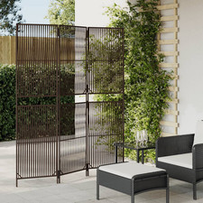 Paravent 3-tlg. Braun Poly