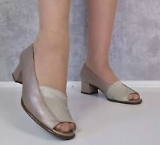 Gabor Lederpumps 39 G Pumps Peeptoes Sandalen 4cm Blockabsatz Grau Vintage 