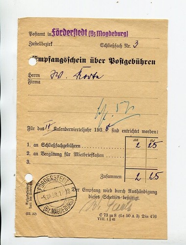 Empfangsschein postgebühren - empfangsschein,