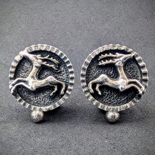 Vintage Ohrringe Ohrclips BAS 835 Silber Tracht Hirsch