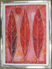 W. Iliev  Aquarell-Mischtechnik 3-D  Original mit Blattgoldrahmen  Unikat