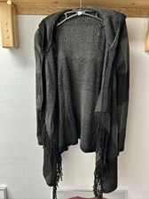 Neu! FB Sister, Strickjacke, Umhang,Ethno-Style Cape,Knitwear Gr. S Schwarz/Grau