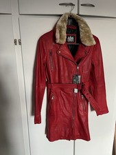 Ledermantel Echtleder  Lamm Leder Jacke rot Gr. S NEU