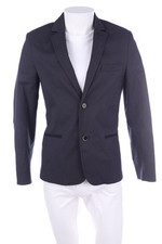 SECONDHAND Sakko Streifen Elbow Patches L dunkelblau grau