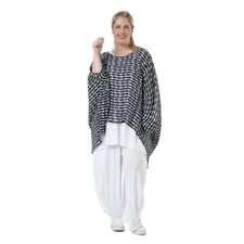 AKH Fashion Überwurf Shirt Tunika Gr 46 48 50 52 54 56 58 blau gerader Schnitt