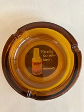 Aschenbecher Glas braun Werbung Pelikan Ascher 60er Jahre Glasascher 14,5cm