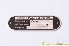 VESPA Typenschild inkl
