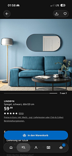 Ikea lindbyn oval spiegel - lindbyn,
