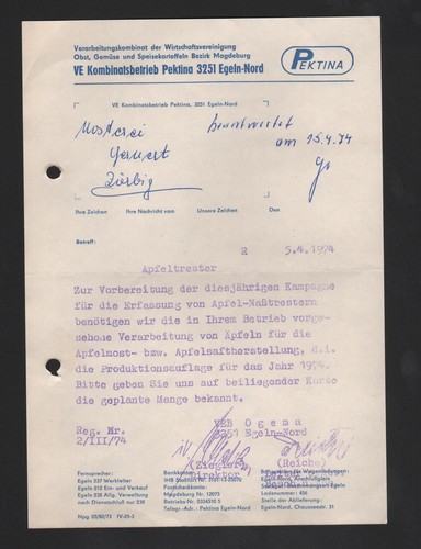 Egeln nord rechnung 1974 ve - rechnung, 1974,