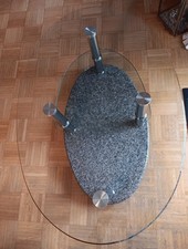 Glastisch mit Granitplatte Rollbar