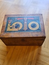 Antikes Spiel Loto im orignalen Holzkasten (entspricht heutigem Bingo)